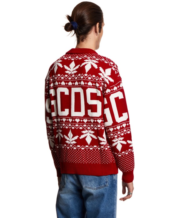 GCDS Sweater with Embroidery - Red GCDS Sweater with Embroidery - Red