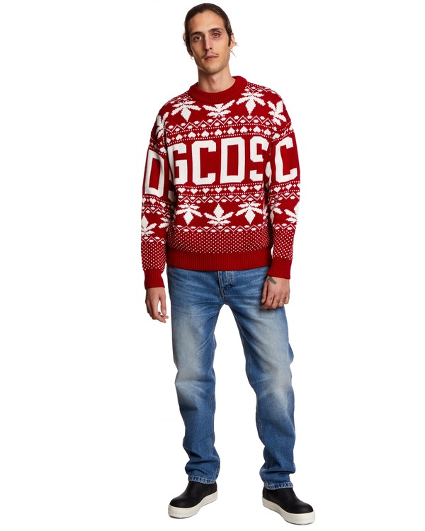 GCDS Sweater with Embroidery - Red GCDS Sweater with Embroidery - Red