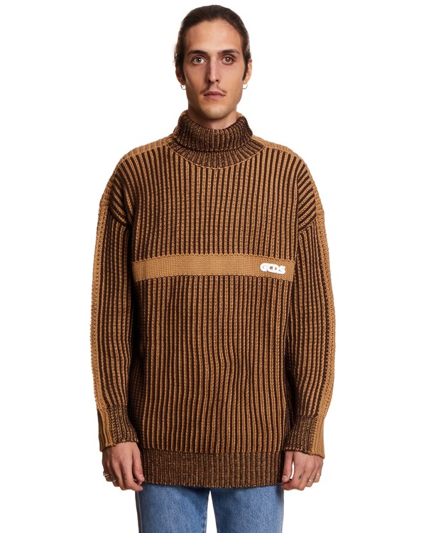 GCDS Ribbed Sweater with Logo - Brown GCDS Ribbed Sweater with Logo - Brown