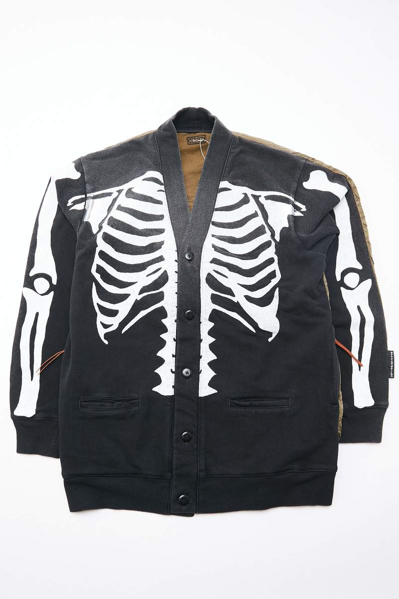 Kapital Fleece Knit BIVOUAUC Bone Cardigan - Black | Garmentory