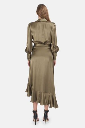 zimmermann espionage silk wrap dress Wrap Mini Dress Zimmermann Espionage Wrap Dress ZIMMERMANN SILK WRAP MINI  DRESS IN BISCUIT COLOR