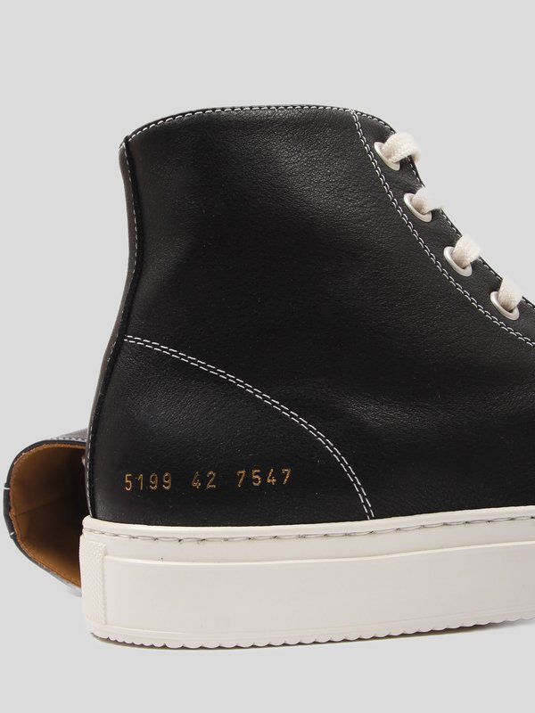 Common Projects Tournament High Sneaker in Leather with Shiny Sole