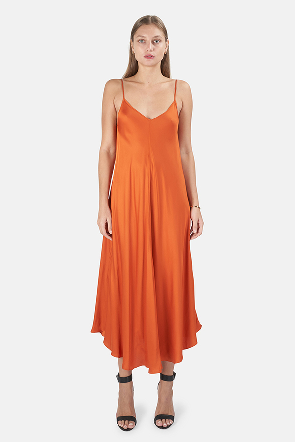 orange trapeze dress long Daisy Sun Trapeze Gown Teuta Matoshi