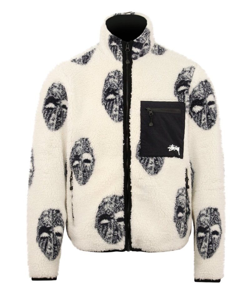 Stussy Mask Jacquard Sherpa - Stone | Garmentory
