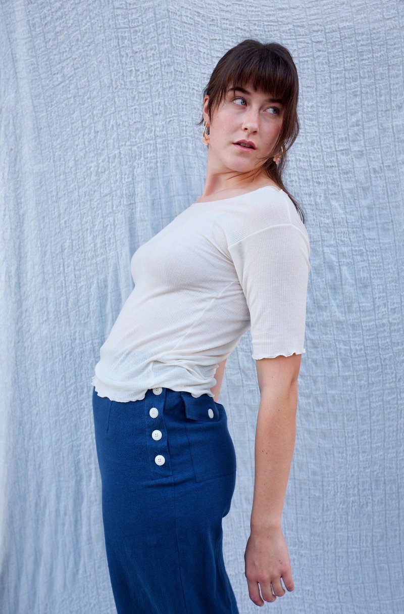 Baserange Pama 3/4 Cotton Rib Tshirt - Off White | Garmentory