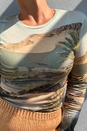 PALOMA WOOL Horatio Long Sleeve Fitted T Shirt - Print | Garmentory