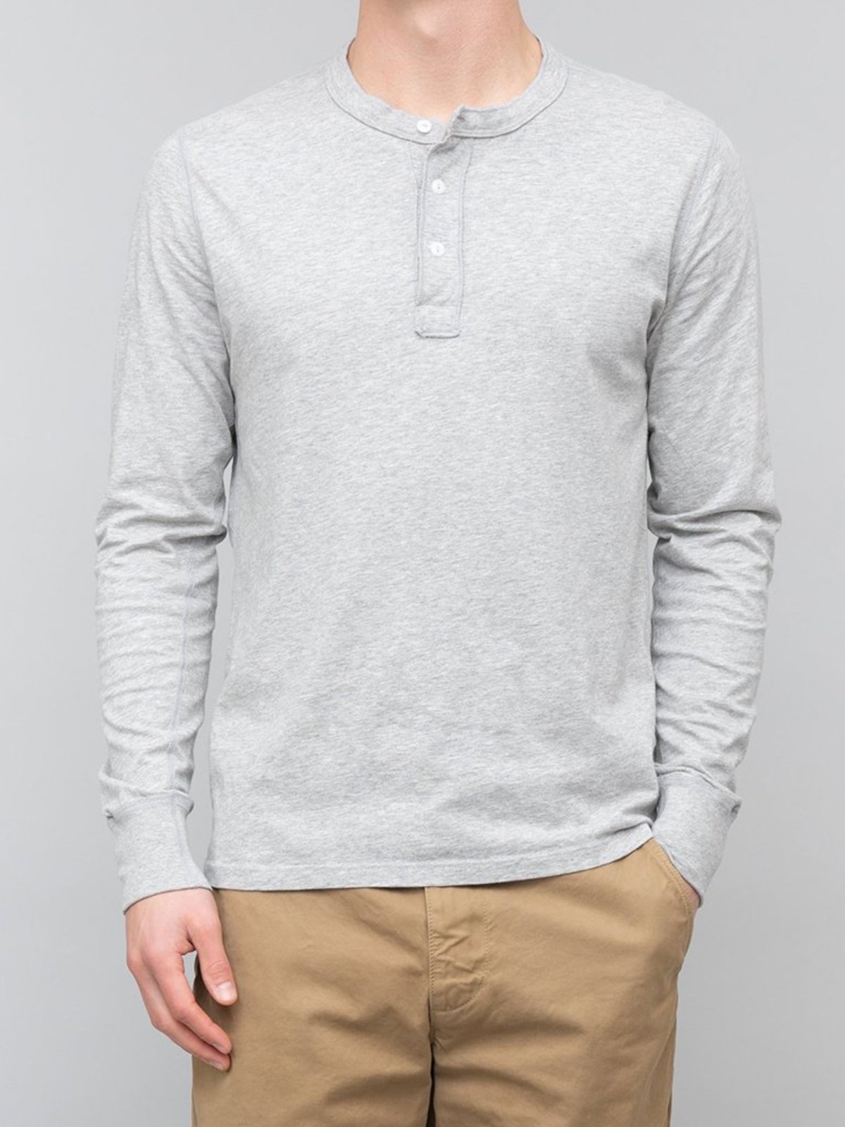 Save Khaki Supima Jersey Henley - Heather Grey | Garmentory