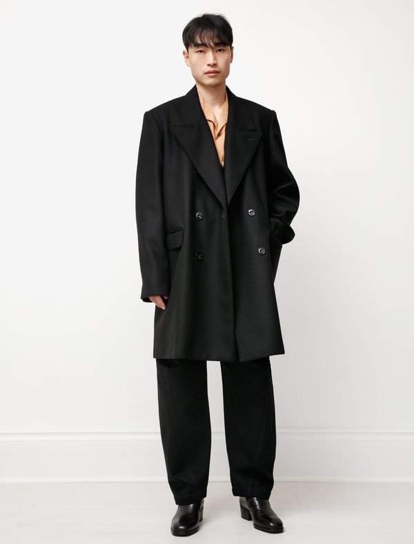 Lemaire Short Double Breasted Coat - Black | Garmentory