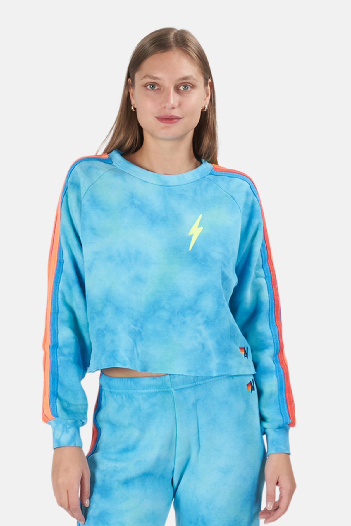 Women's Aviator Nation Bolt Crop Sweatshirt Sweater in Blue, Size Small |  Garmentory