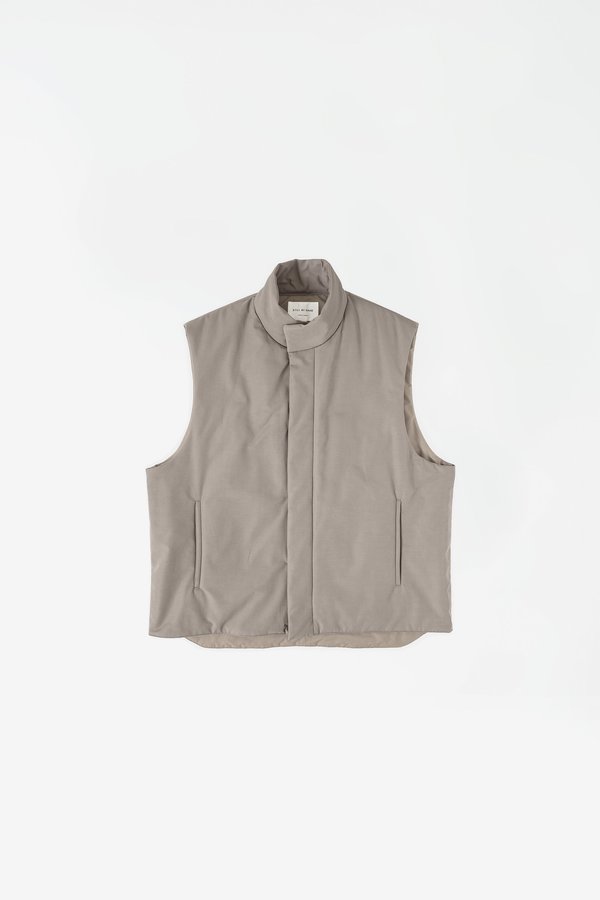 Still By Hand Padded stand collar vest - greige Still By Hand Padded stand collar vest - greige