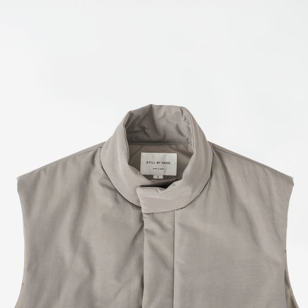 Still By Hand Padded stand collar vest - greige Still By Hand Padded stand collar vest - greige