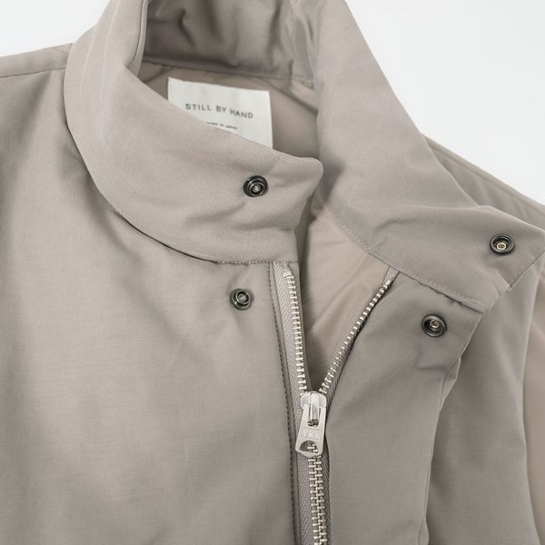 Still By Hand Padded stand collar vest - greige Still By Hand Padded stand collar vest - greige
