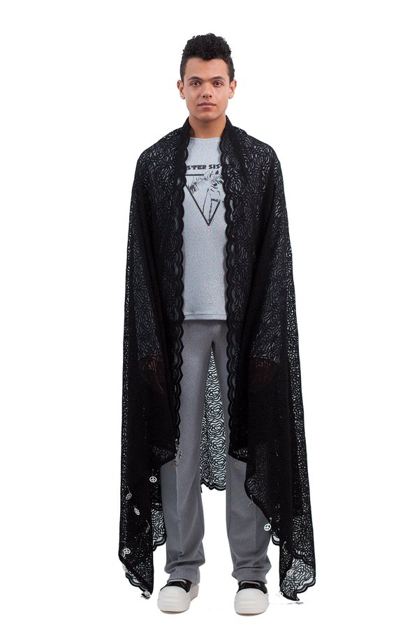 LAZOSCHMIDL JONATHAN Lace Blanket scarf - black LAZOSCHMIDL JONATHAN Lace Blanket scarf - black