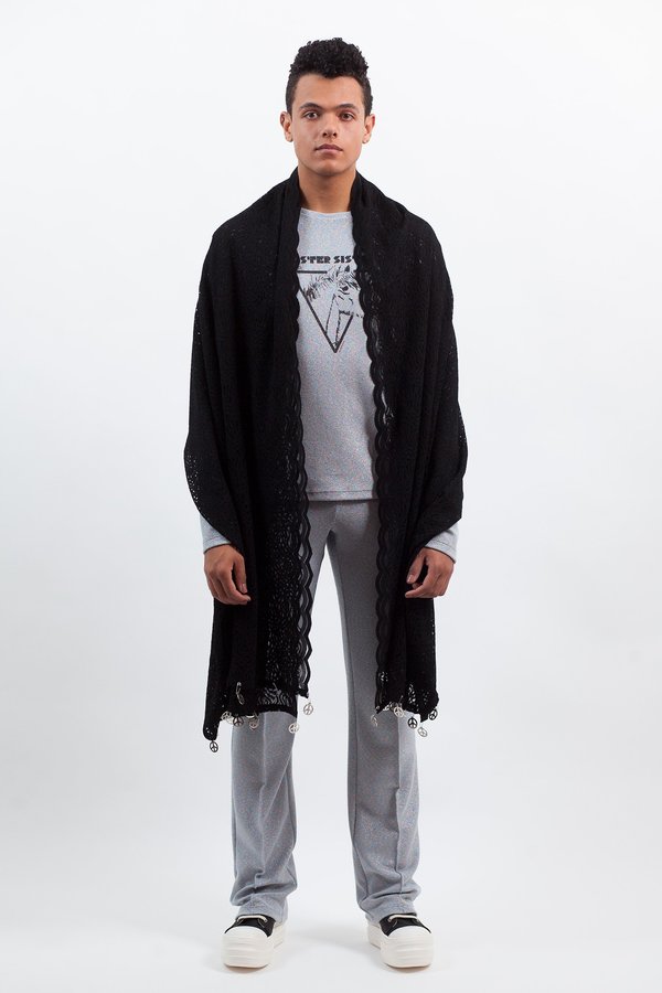LAZOSCHMIDL JONATHAN Lace Blanket scarf - black LAZOSCHMIDL JONATHAN Lace Blanket scarf - black
