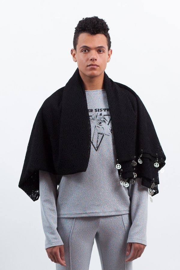 LAZOSCHMIDL JONATHAN Lace Blanket scarf - black LAZOSCHMIDL JONATHAN Lace Blanket scarf - black