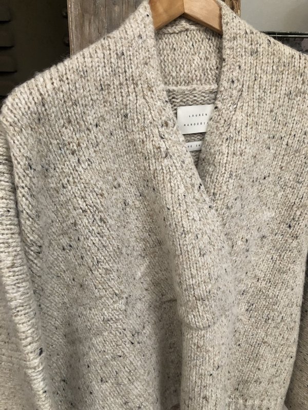 Lauren Manoogian Open Neck Pullover - Beige Tweed Lauren Manoogian Open Neck Pullover - Beige Tweed