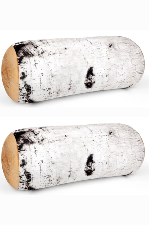 Kikkerland Birch Log Set of 2 Travel Pillows - White/black Kikkerland Birch Log Set of 2 Travel Pillows - White/black