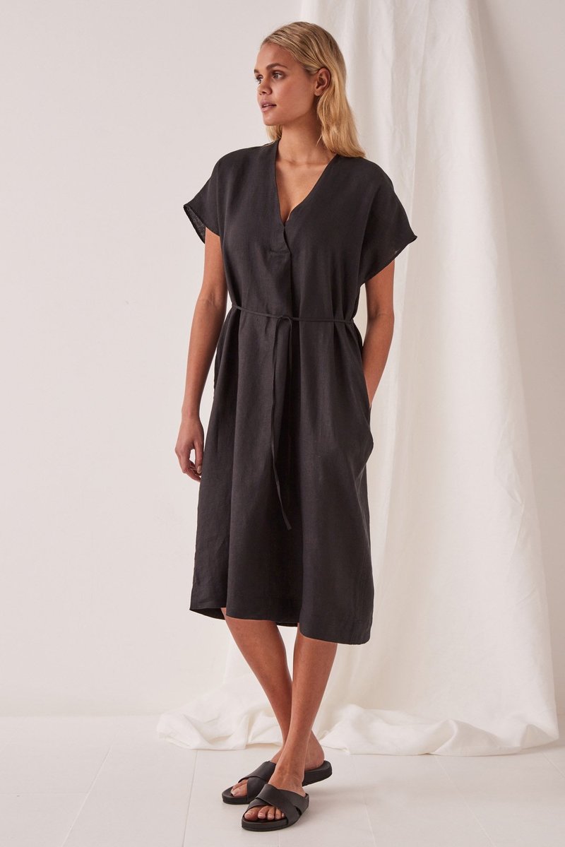 chinese dress ladies The Freya Linen Dress Brown