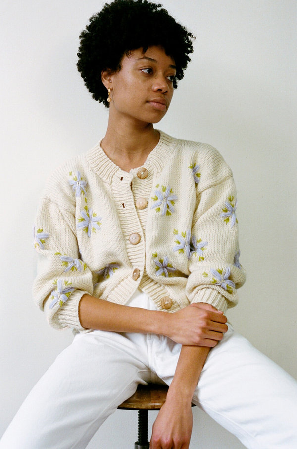 TACH CLOTHING Lucero Cardigan - Beige/lilac | Garmentory