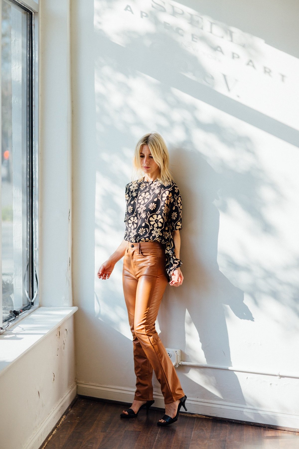 Jonathan Simkhai E Cig Faux Leather Pants - Toffee | Garmentory display picture 1