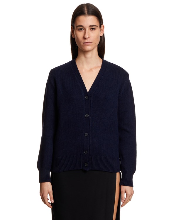 A.P.C. Ama Cardigan with V-Neck - Navy Blue | Garmentory