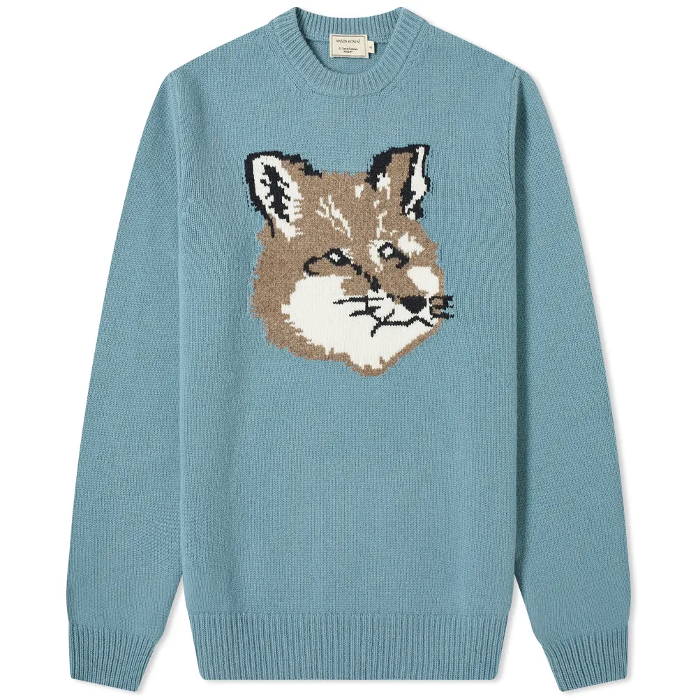 maison kitsune fox head knit