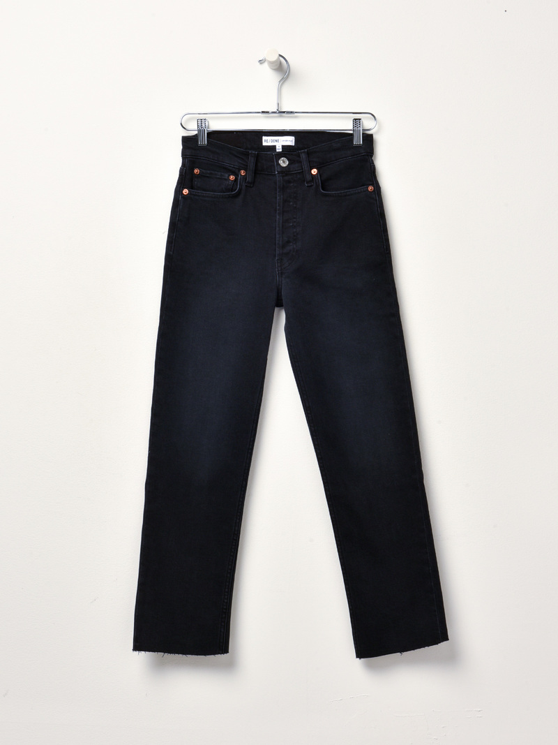 RE/DONE High Rise Stove Pipe Jeans Faded Black 85 Garmentory