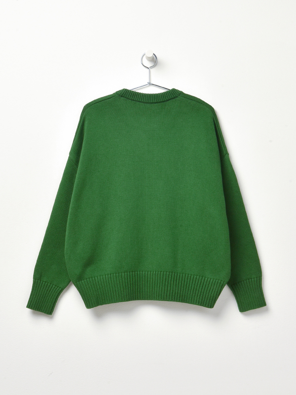 ami paris OVERSIZE AMI DE COEUR CREWNECK SWEATER - GREEN | Garmentory