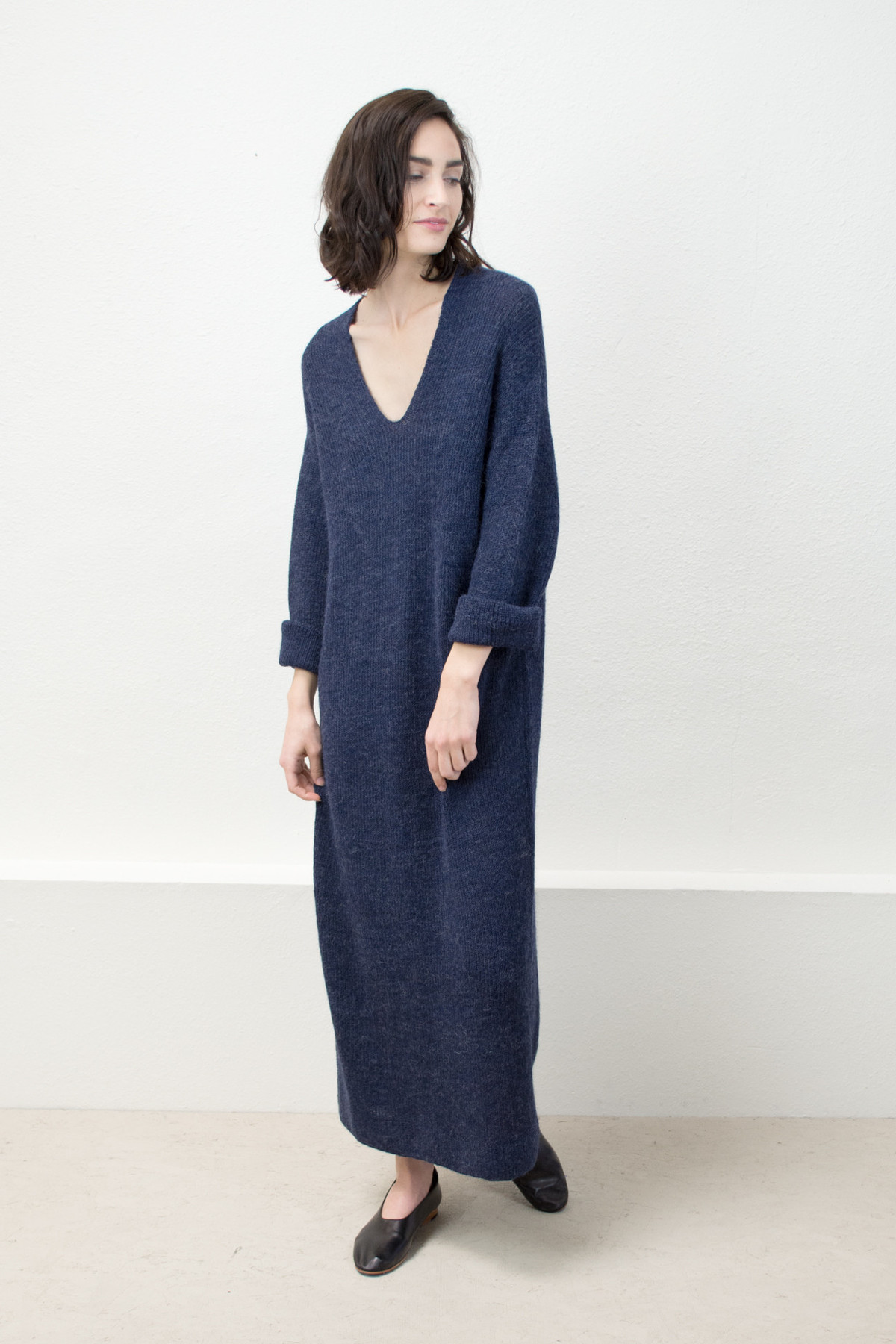 Viril Crew Neck Midi Dress Natural Melange