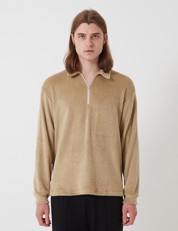 Lady White Co. Furry Quarter Zip sweater - Beige Lady White Co. Furry Quarter Zip sweater - Beige