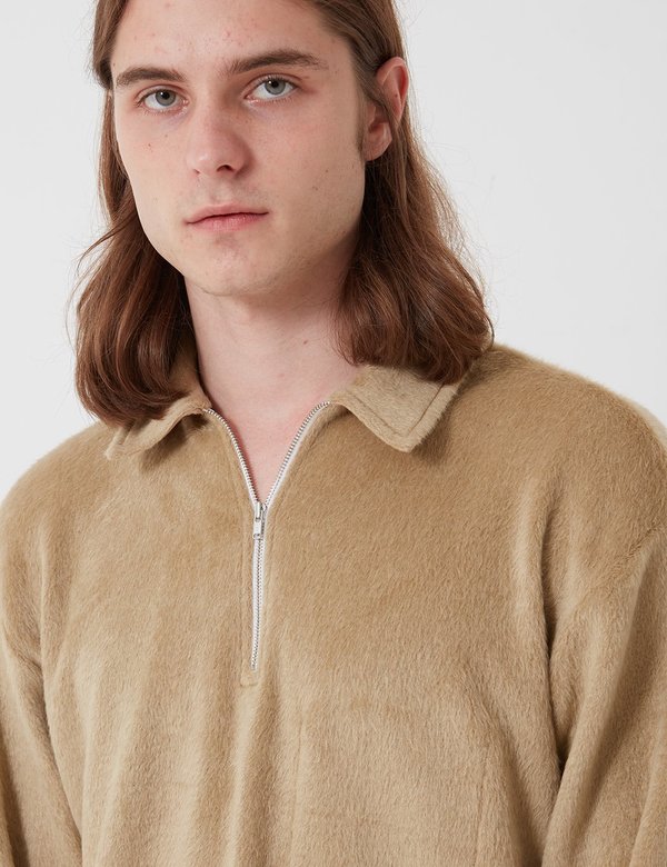 Lady White Co. Furry Quarter Zip sweater - Beige Lady White Co. Furry Quarter Zip sweater - Beige