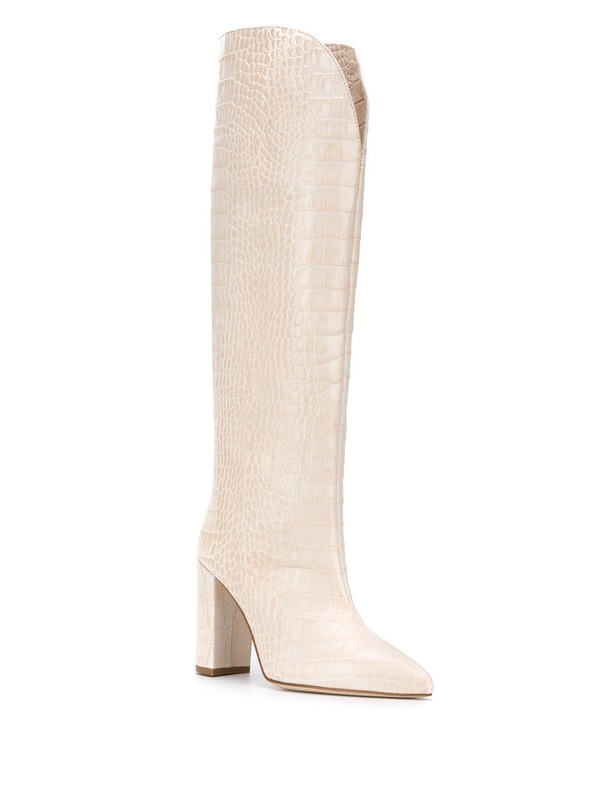 Paris Texas Pointed High Croc Boots - Beige Paris Texas Pointed High Croc Boots - Beige
