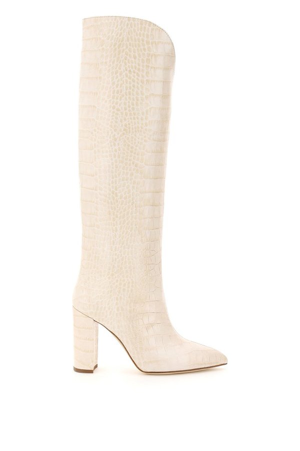 Paris Texas Pointed High Croc Boots - Beige Paris Texas Pointed High Croc Boots - Beige