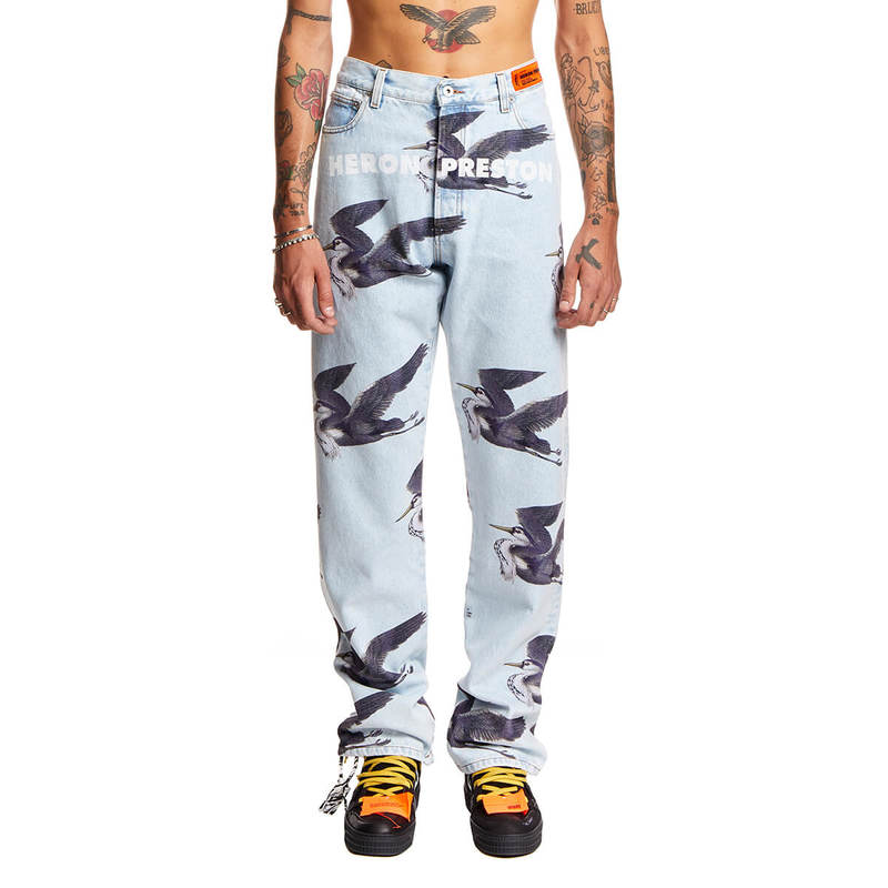 【中古】HERON PRESTON PRINTED 5 POCKETS 28 Buy Heron Preston Super Distressed Reg 5 Pocket Jeans