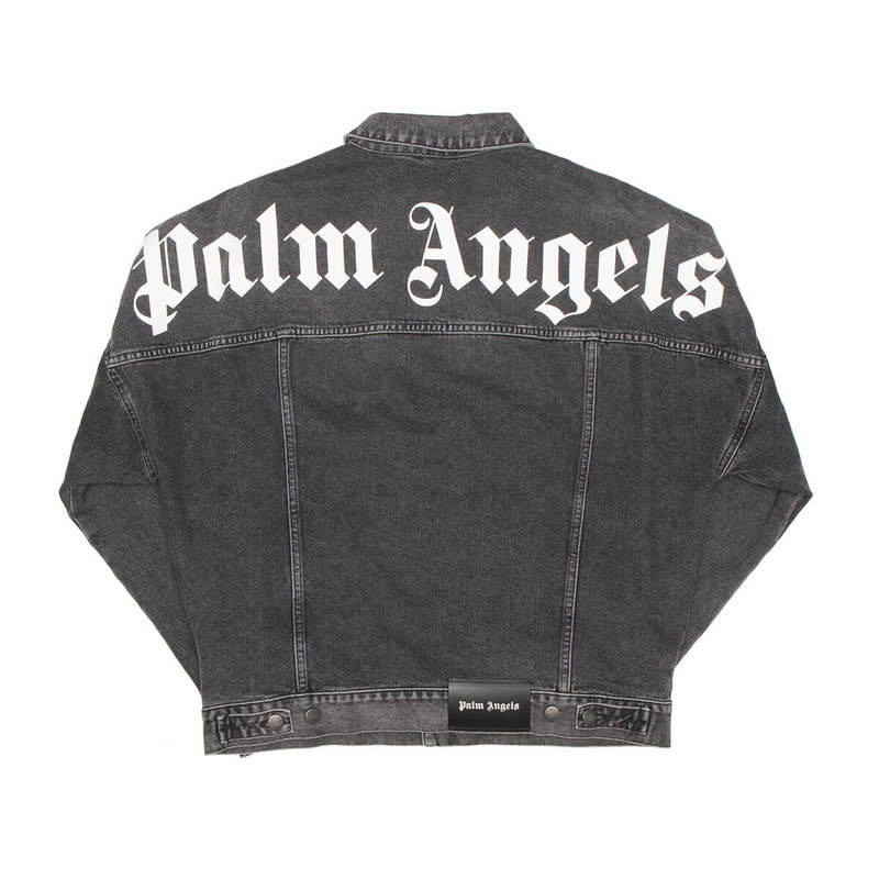 PALM ANGELS Logo Over denim jacket black Garmentory