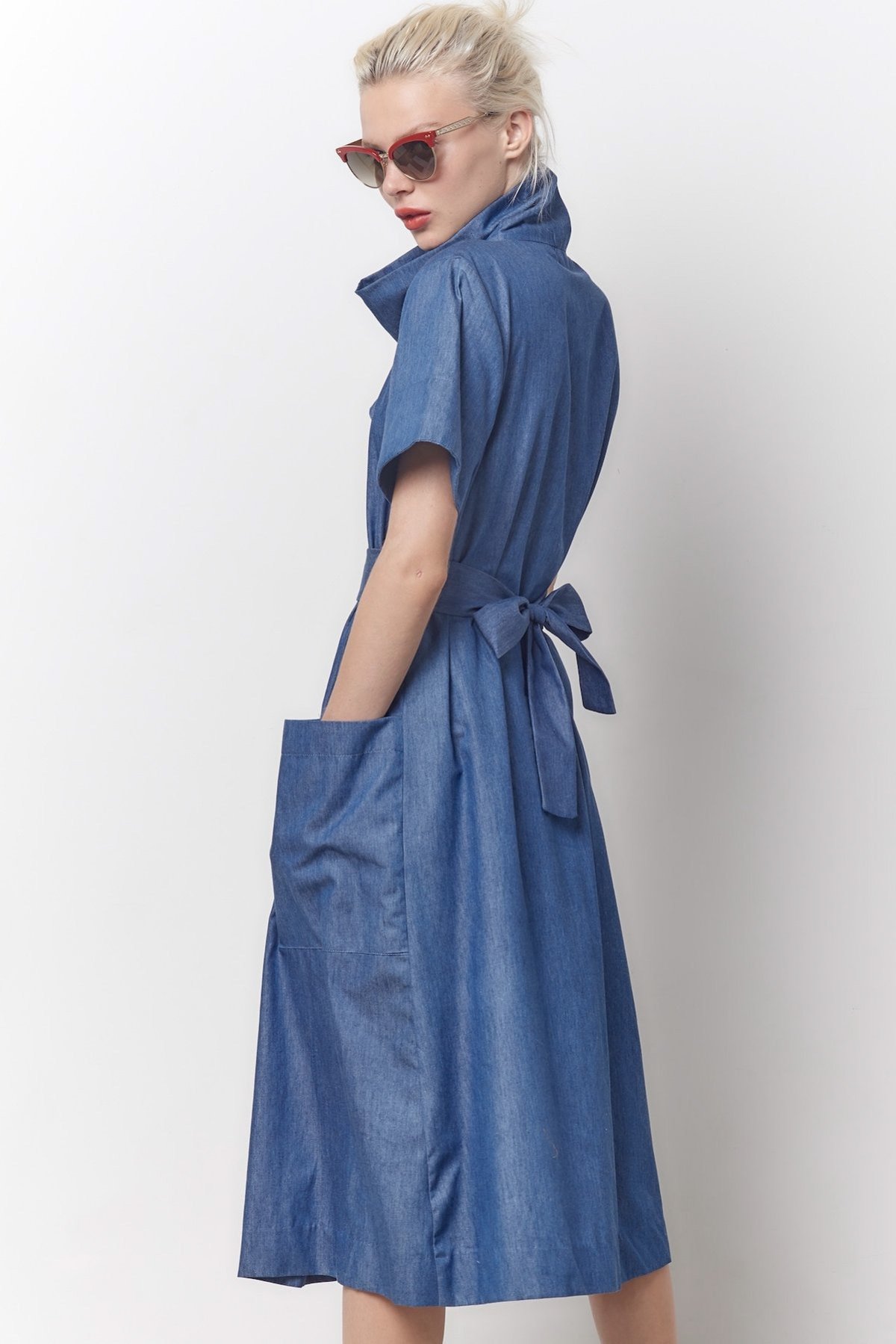corey lynn calter denim dress Corey Lynn Calter Milly Cowl Dress - Denim