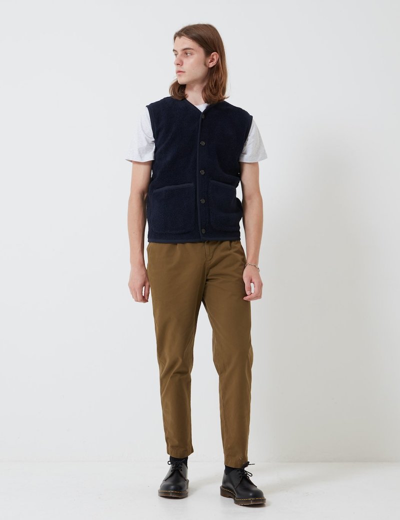 Universal Works Lancaster Gilet (Mountain Fleece) - Navy Blue 