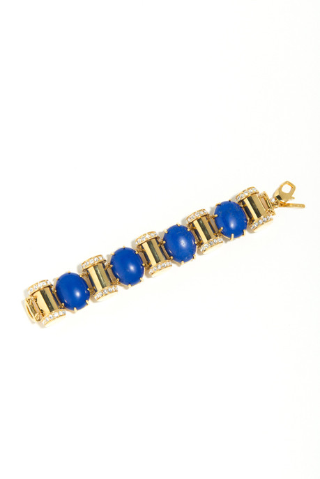 Lele Sadoughi Hieroglyphics Blue Stone and Pavé Bullet Bracelet Lele Sadoughi Hieroglyphics Blue Stone and Pavé Bullet Bracelet