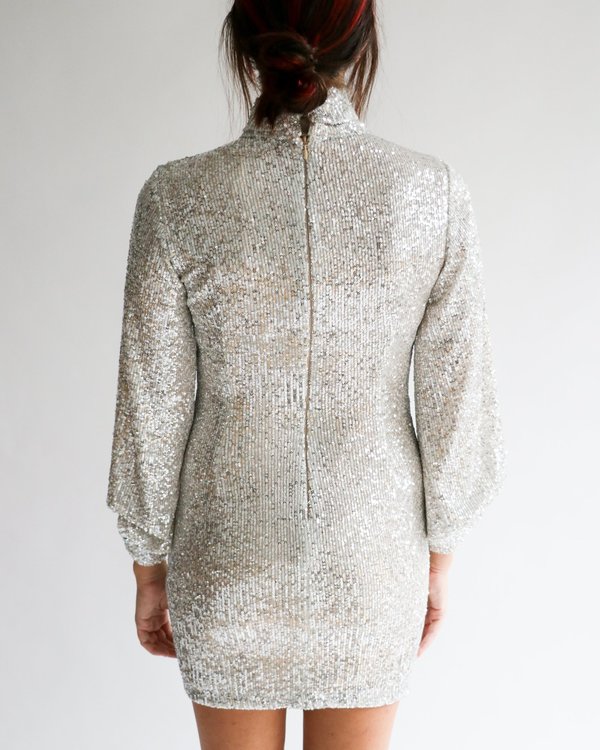 one 33 social sequin dress Asymmetrical Shoulder Maxi Dress