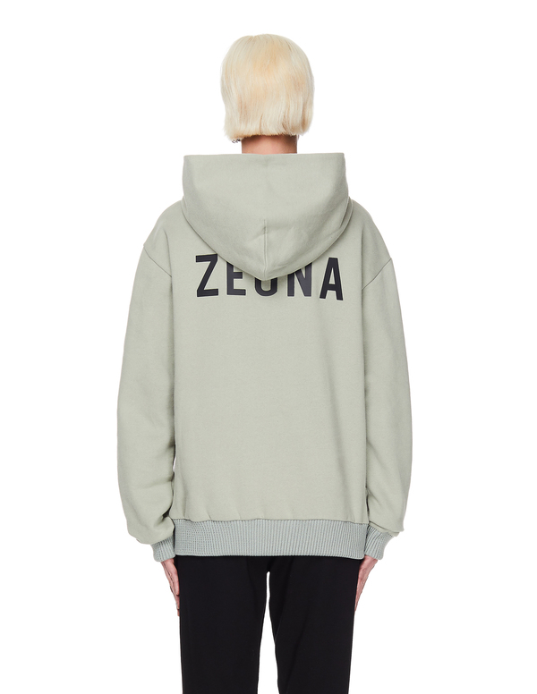 Fear of God x Zegna Cotton & Silk Logo Hoodie - Mint | Garmentory