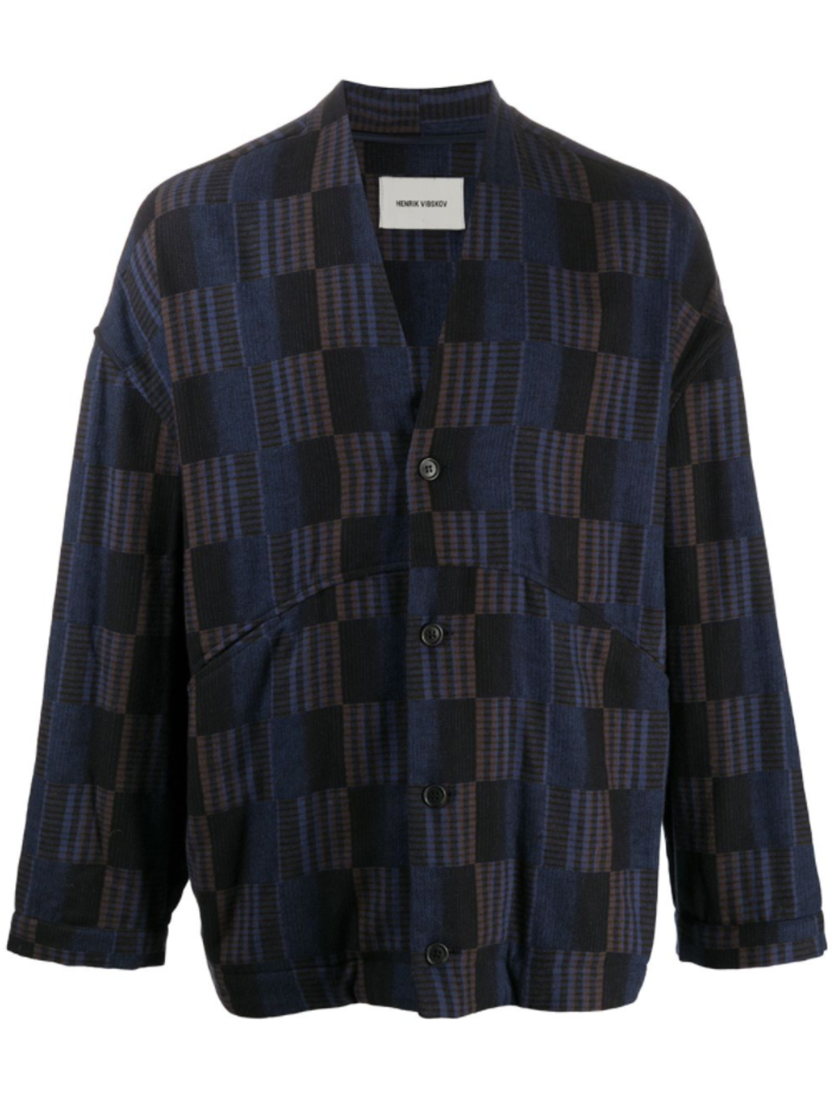 Henrik Vibskov Mirror Jacket - Mixed Blue Checks | Garmentory