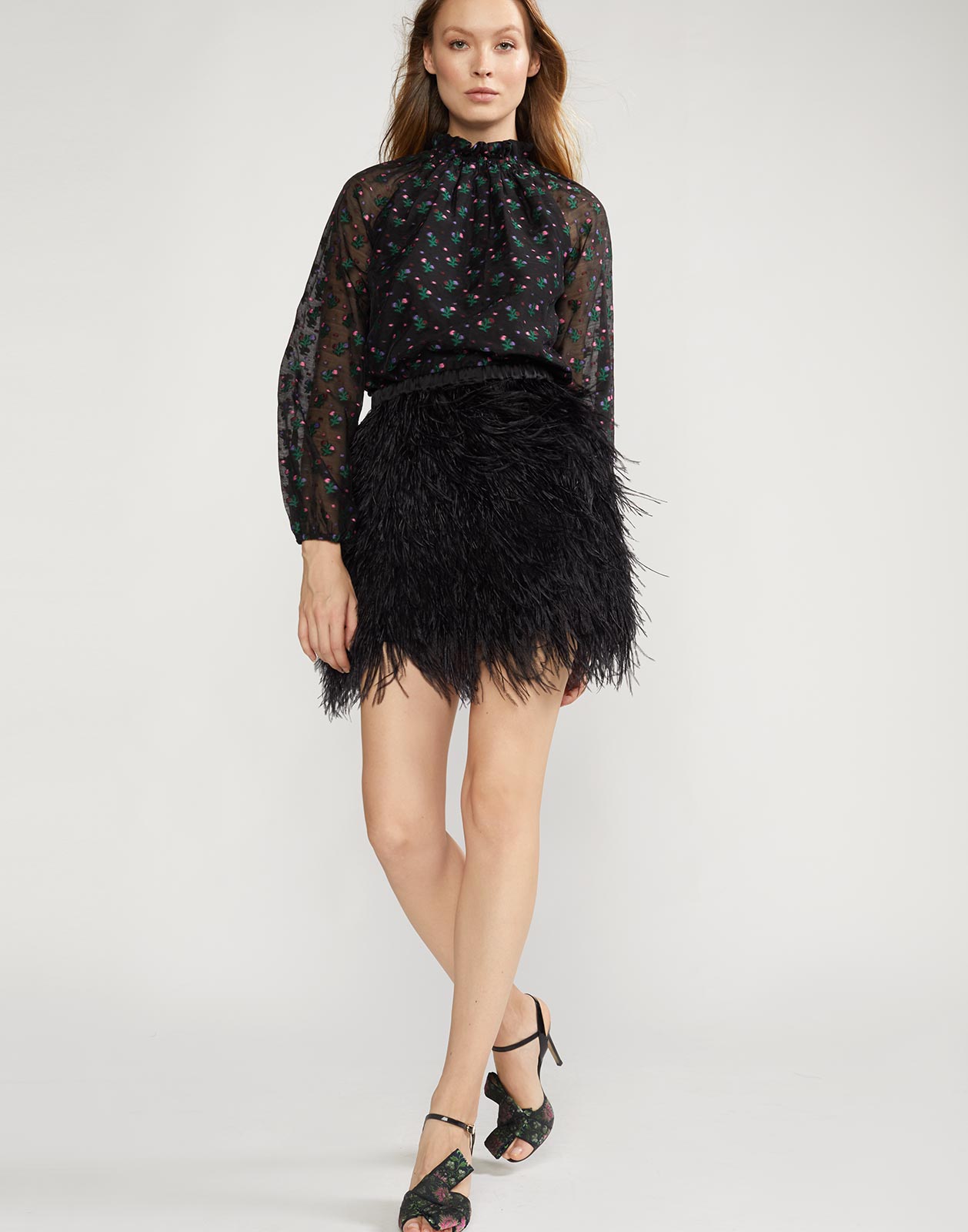 Mini-jupe Cynthia Rowley Plumes D'autruche Dégradé Violet - Taille 4 - Neuf Avec étiquettes (NWT)