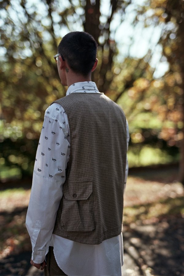 Engineered Garments Wool/Poly Gunclub Check Cover Vest = Brown
