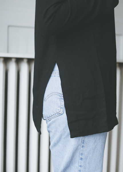 Black Crane Long Slit Top - Black Black Crane Long Slit Top - Black