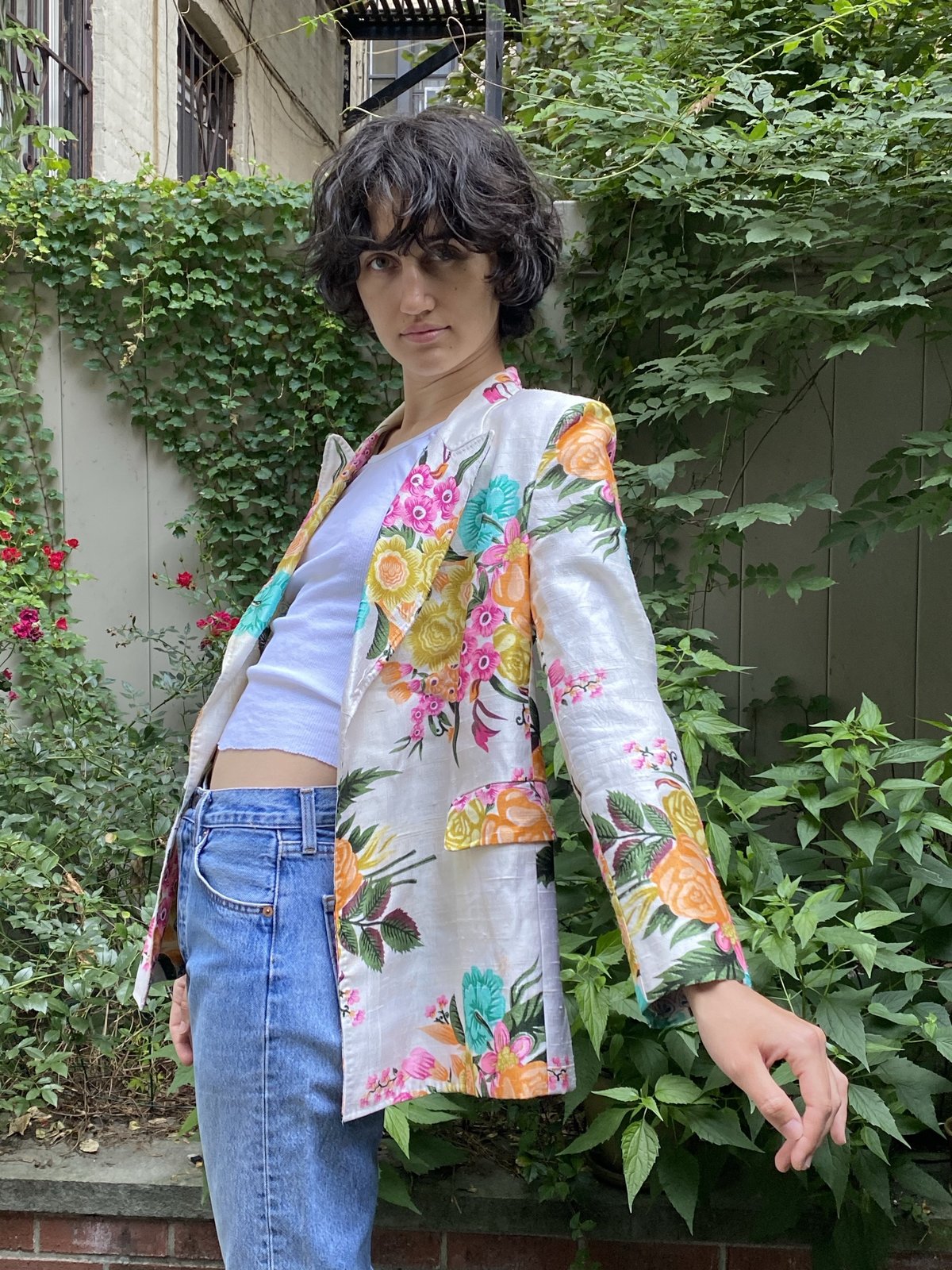 Alix of Bohemia Georgina Acid Floral Silk Blazer - Multi - Image 2 of 4