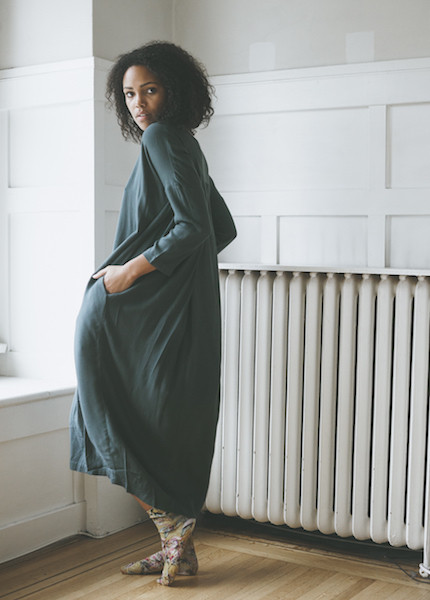 Black Crane Pleated Cocoon Dress - Dark Shadow Black Crane Pleated Cocoon Dress - Dark Shadow