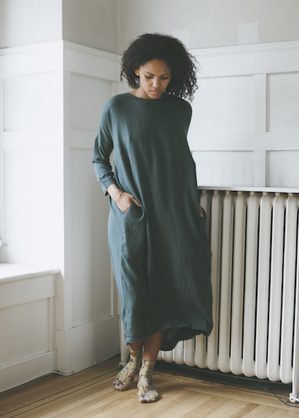 Black Crane Pleated Cocoon Dress - Dark Shadow Black Crane Pleated Cocoon Dress - Dark Shadow