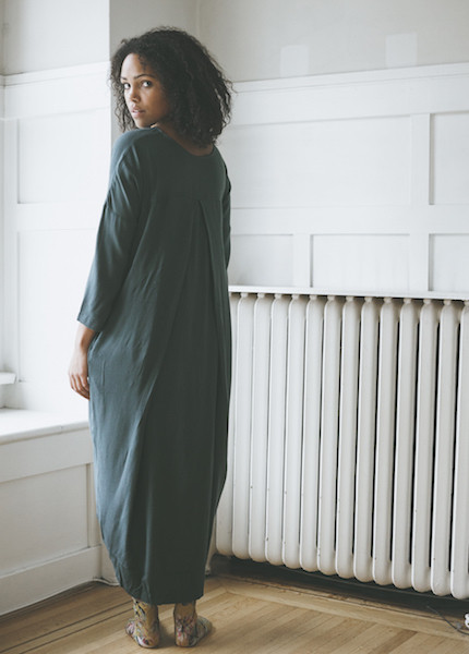 Black Crane Pleated Cocoon Dress - Dark Shadow Black Crane Pleated Cocoon Dress - Dark Shadow