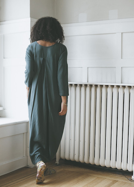 Black Crane Pleated Cocoon Dress - Dark Shadow Black Crane Pleated Cocoon Dress - Dark Shadow