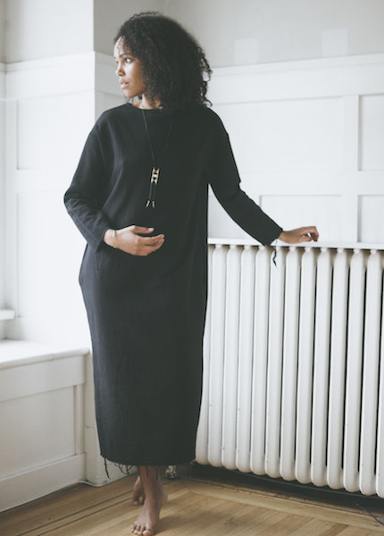 Black Crane Quilted Long Dress - Black Black Crane Quilted Long Dress - Black